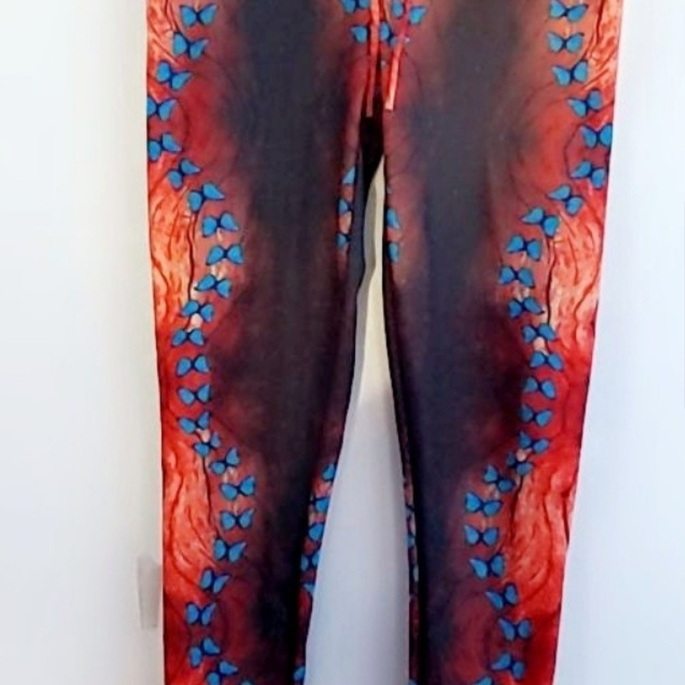 Stylish Red and Blue Patterned Leggings